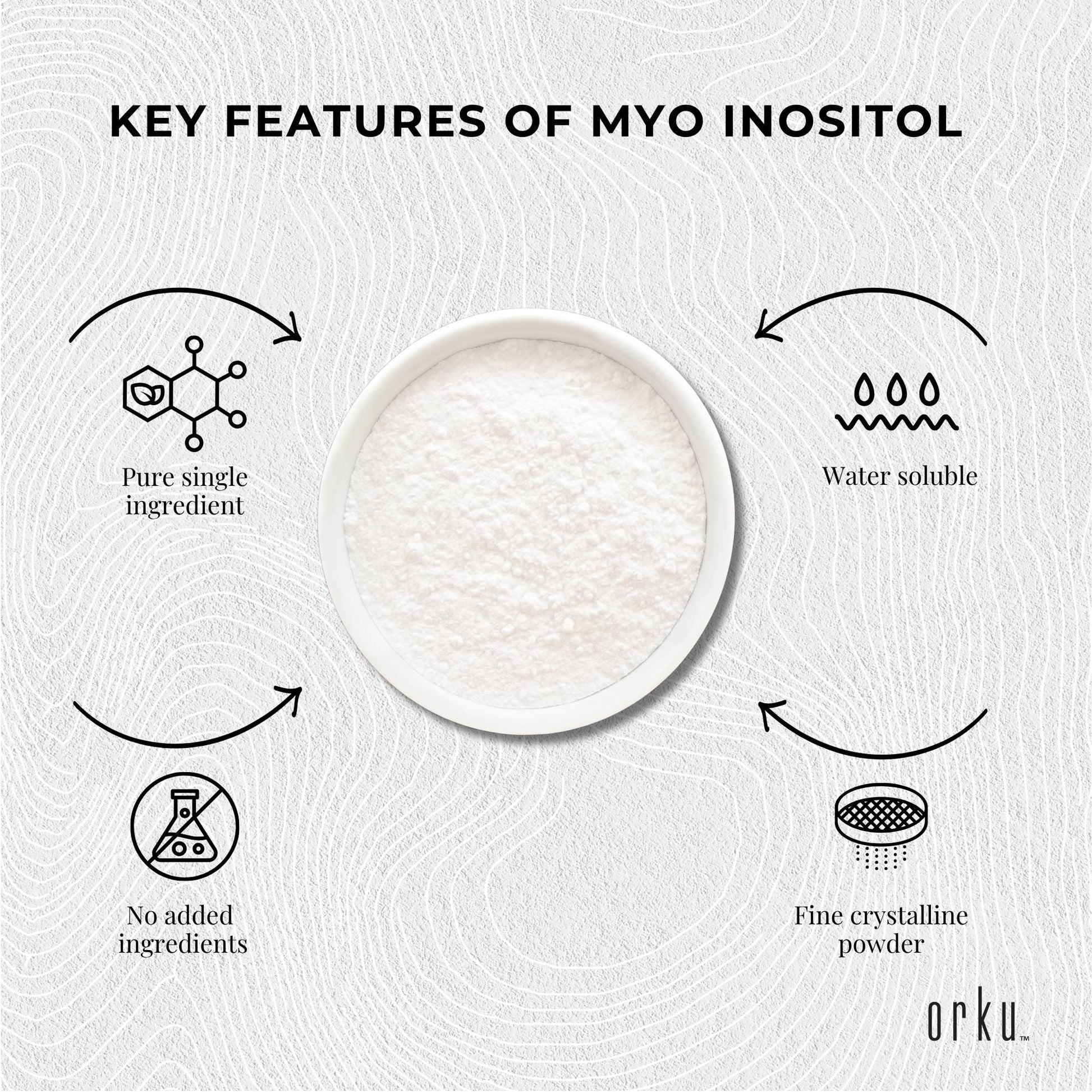 Orku Myo Inositol Powder Bulk Bags - USP Grade High Purity Unflavoured