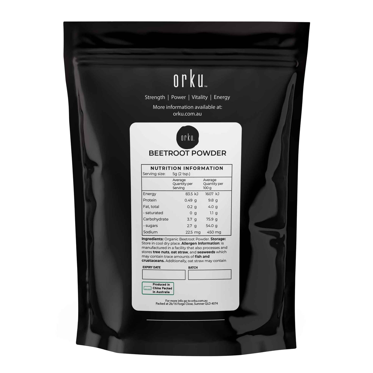 Orku Organic Beetroot Powder - 100% Pure Beetroot Powder Beta vulgaris All Sizes