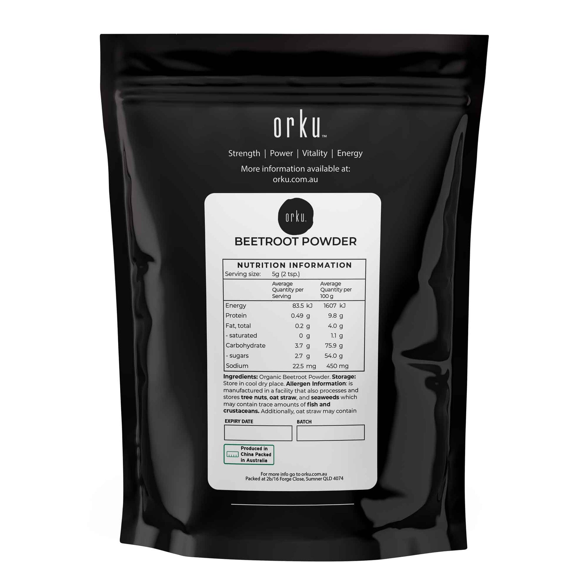 Orku Organic Beetroot Powder - 100% Pure Beetroot Powder Beta vulgaris All Sizes