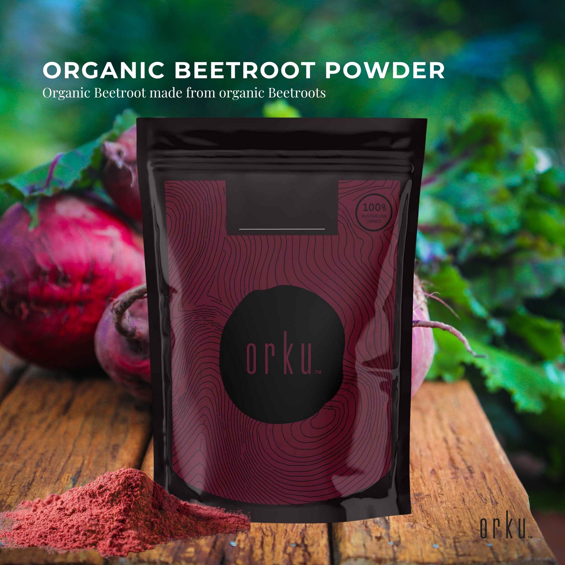 Orku Organic Beetroot Powder - 100% Pure Beetroot Powder Beta vulgaris All Sizes
