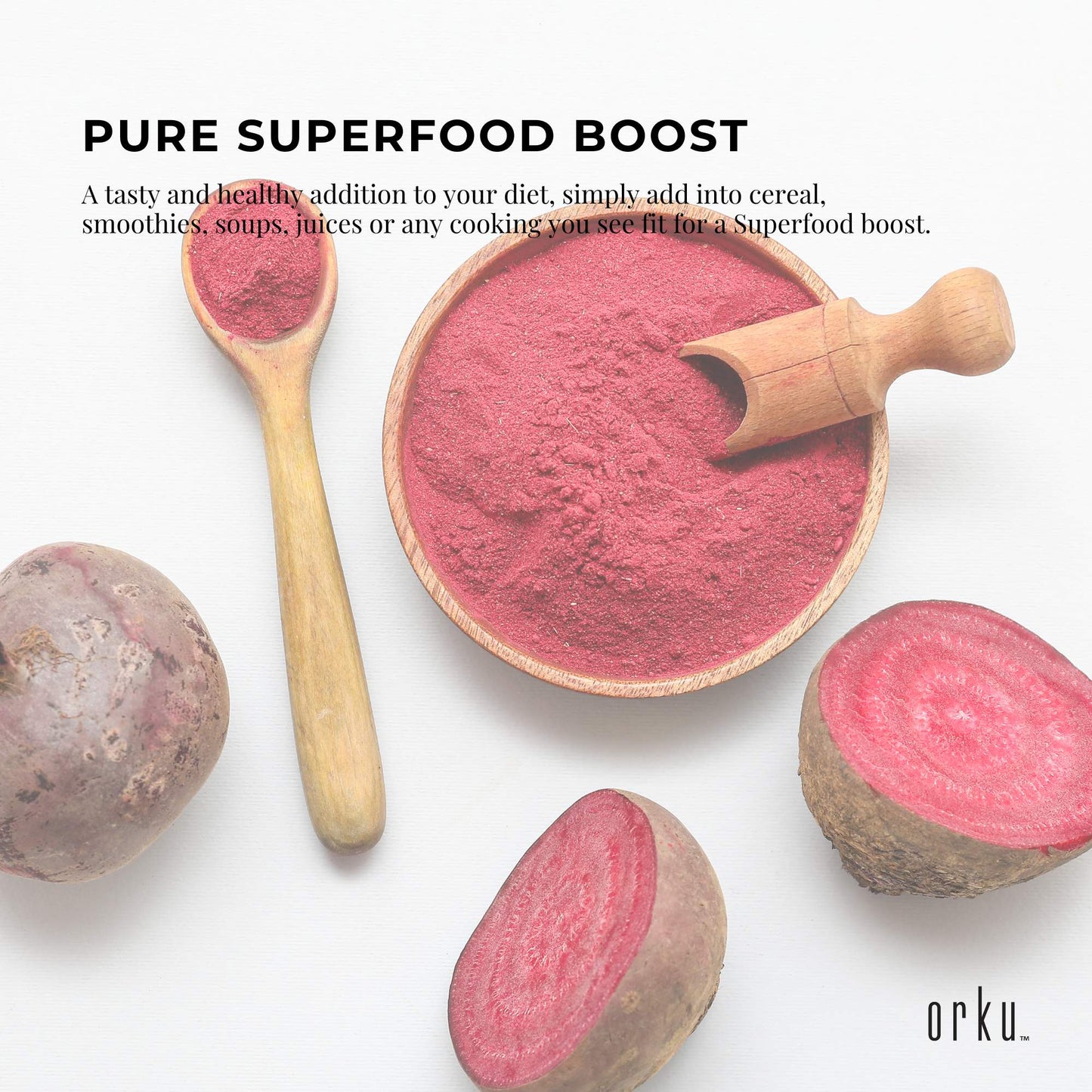 Orku Organic Beetroot Powder - 100% Pure Beetroot Powder Beta vulgaris All Sizes