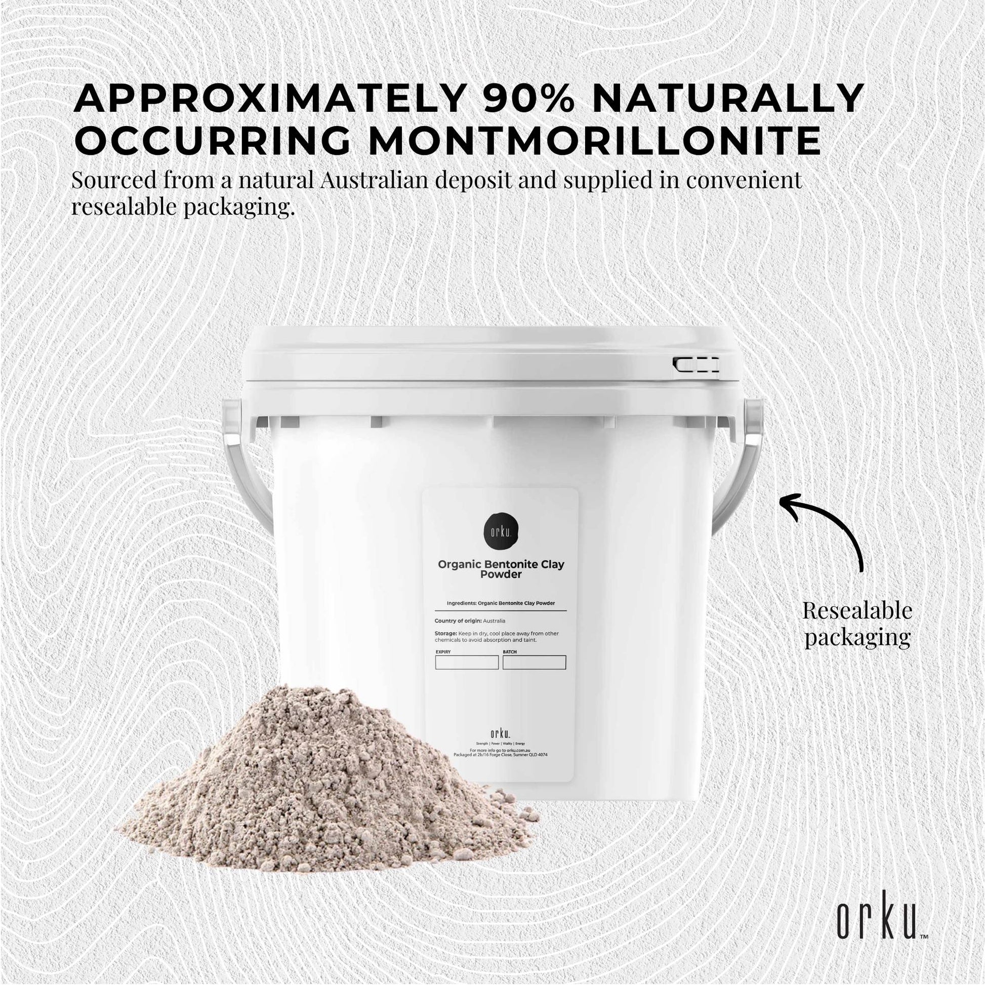 Orku Organic Bentonite Clay Powder Cosmetic Grade Montmorillonite