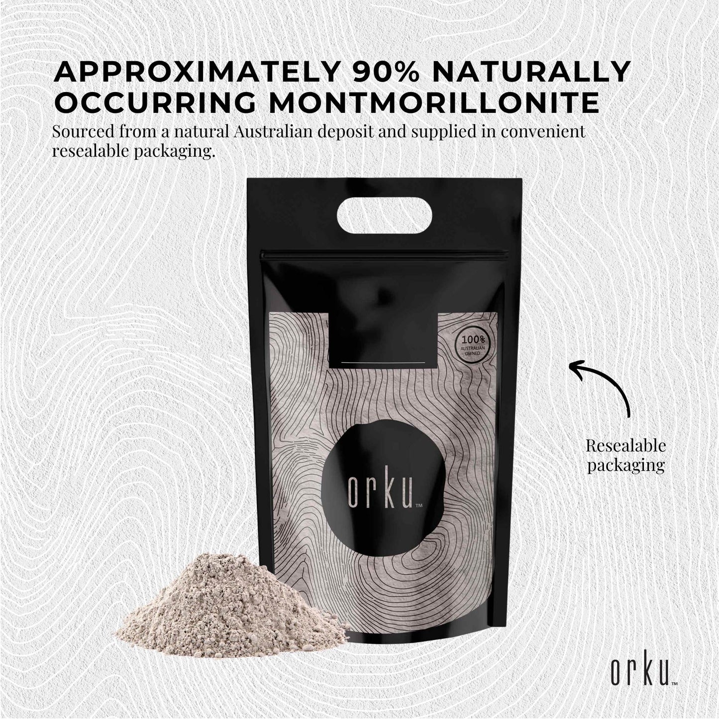 Orku Organic Bentonite Clay Powder Cosmetic Grade Montmorillonite
