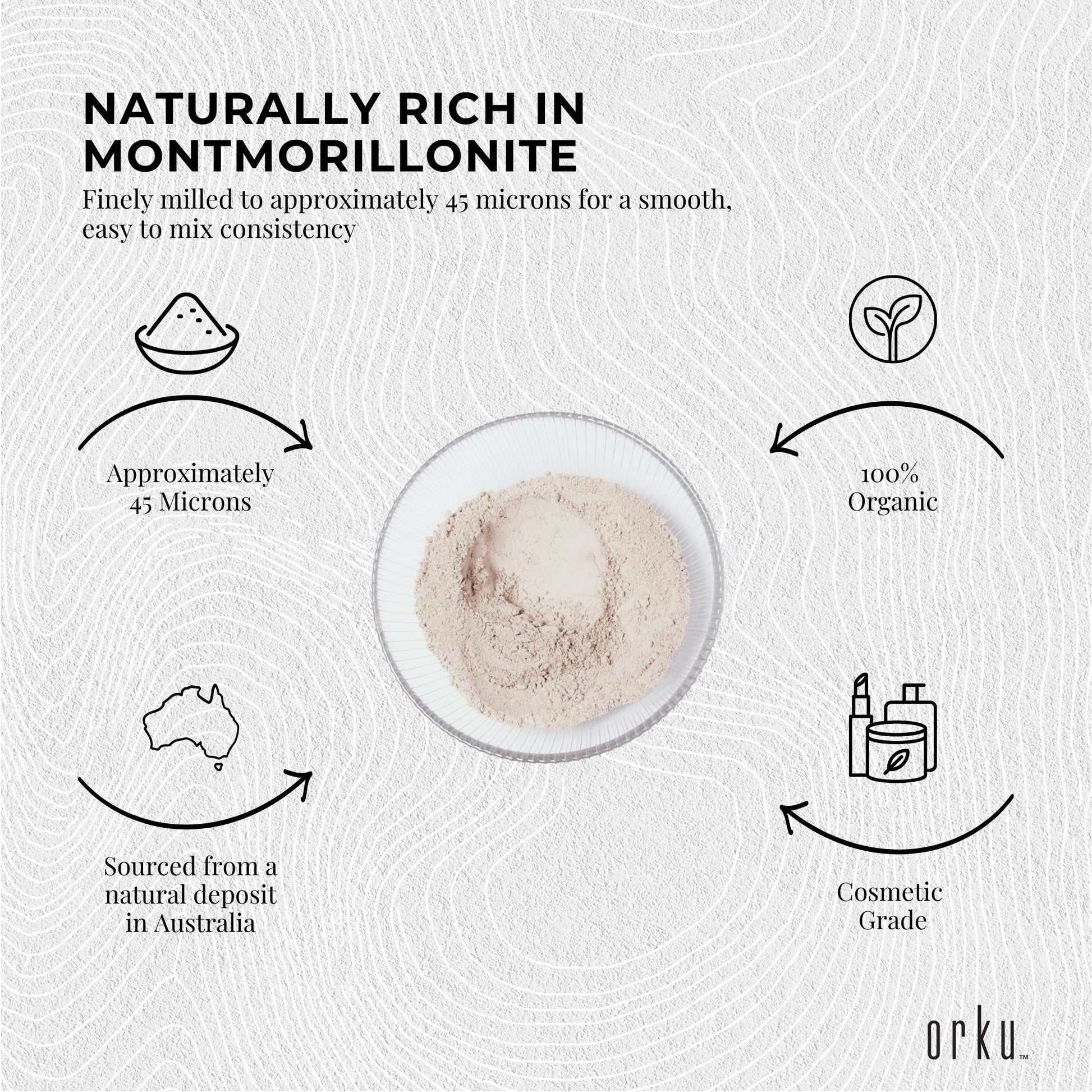 Orku Organic Bentonite Clay Powder Cosmetic Grade Montmorillonite