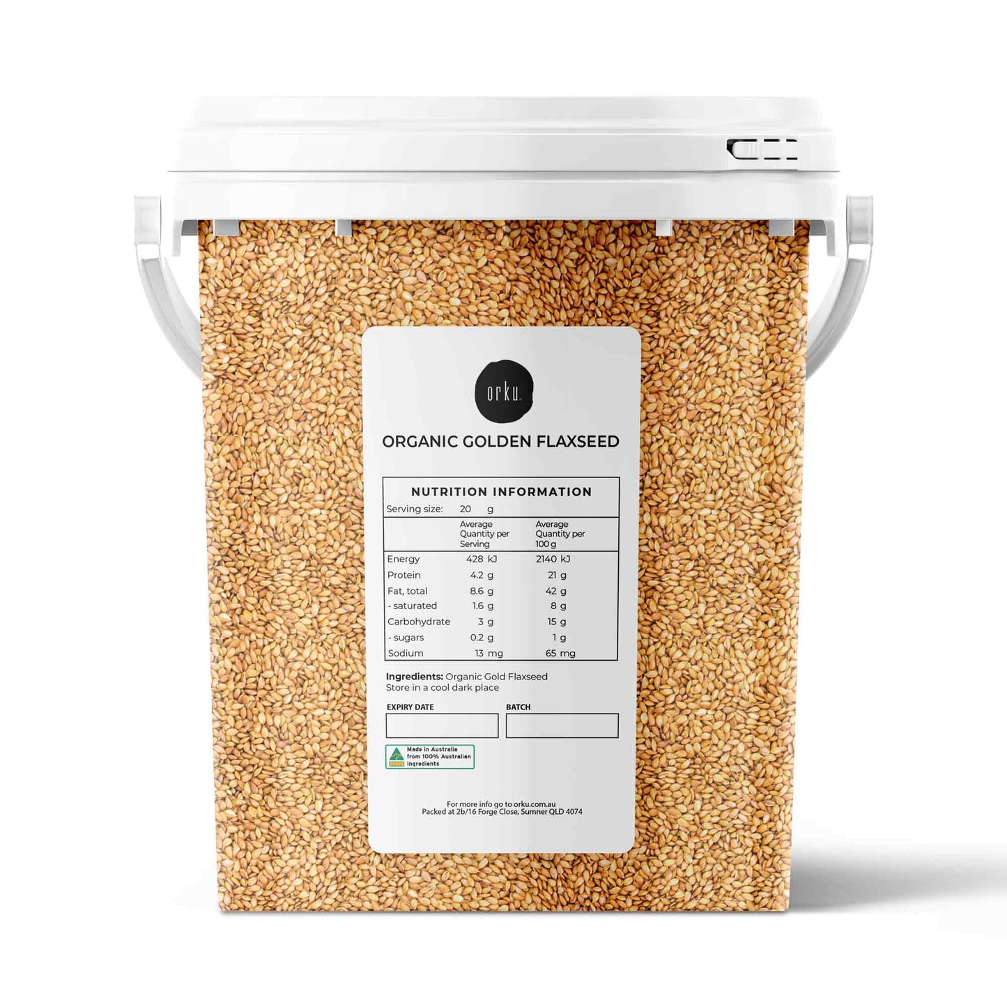 Orku Organic Golden Linseed Flaxseed Whole Grain Non GMO - Tubs