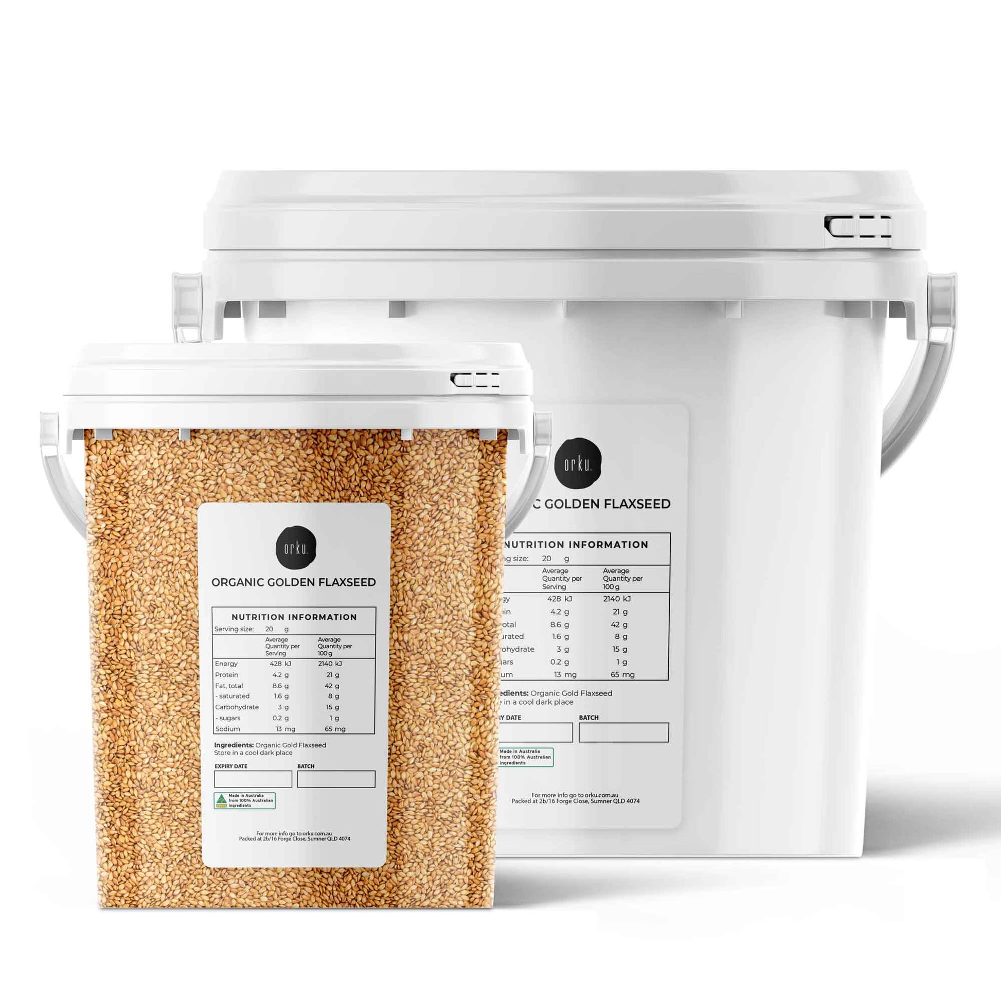 Orku Organic Golden Linseed Flaxseed Whole Grain Non GMO - Tubs