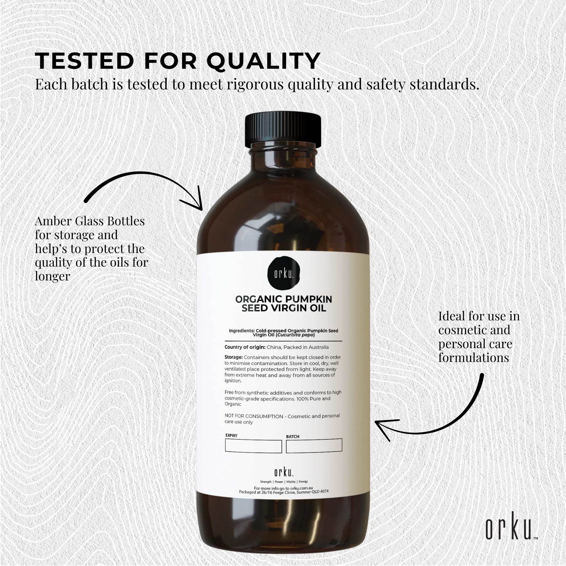 Orku Organic Pumpkin Seed Virgin Oil Cold Pressed Cosmetic Grade