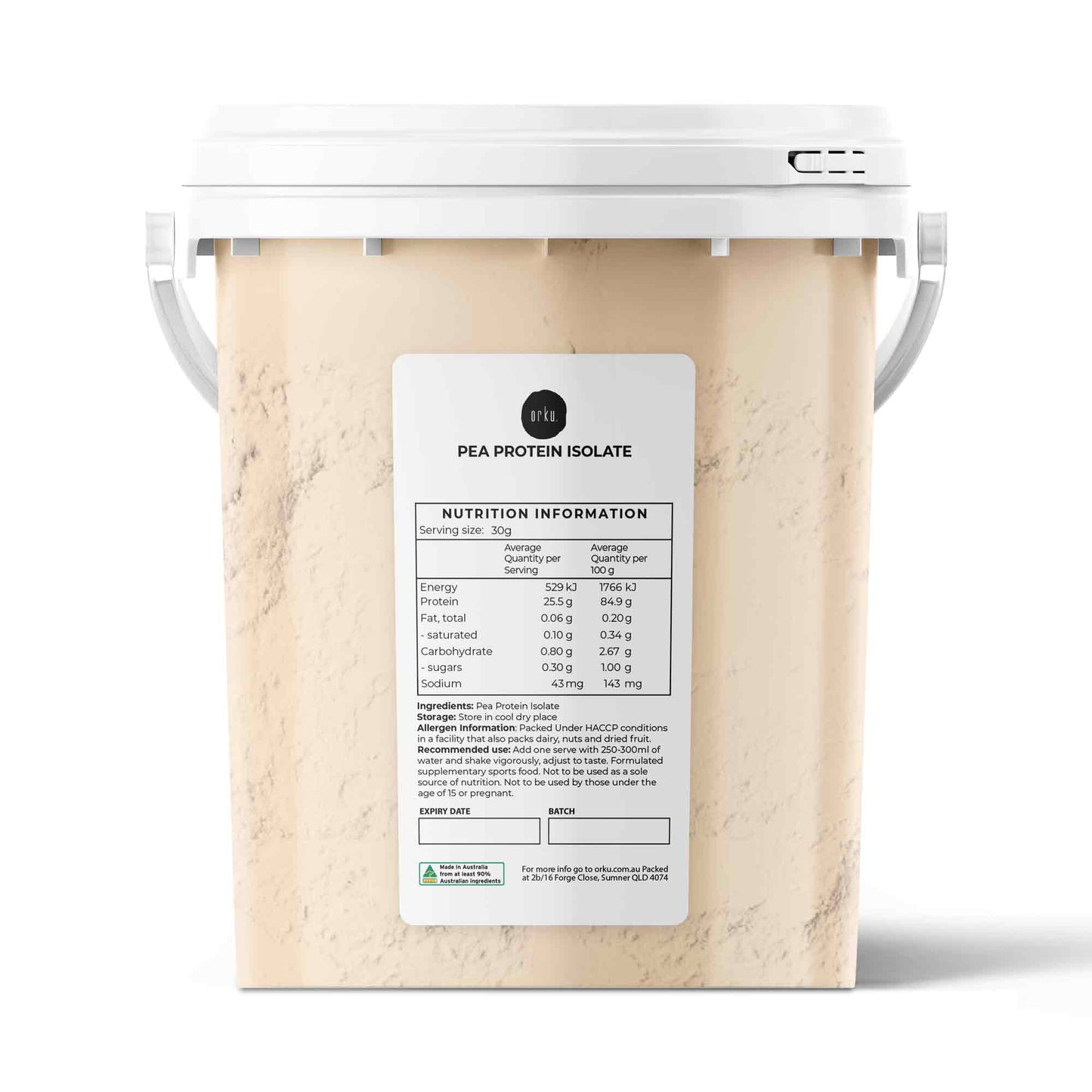 Orku Pea Protein Isolate Powder - High Protein Plant Based Unsweetened Tub