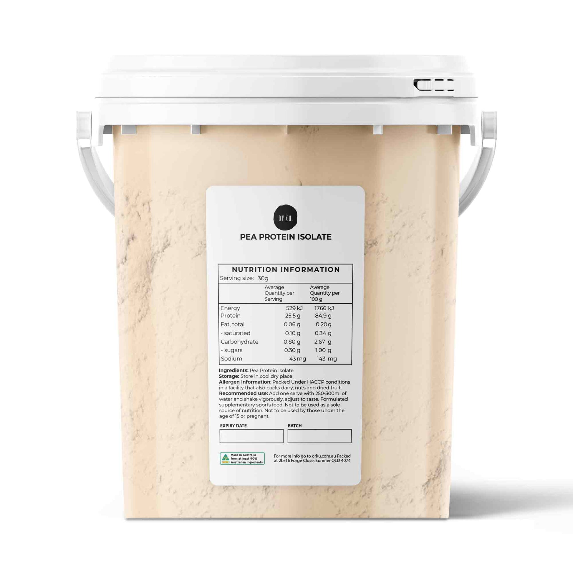 Orku Pea Protein Isolate Powder - High Protein Plant Based Unsweetened Tub