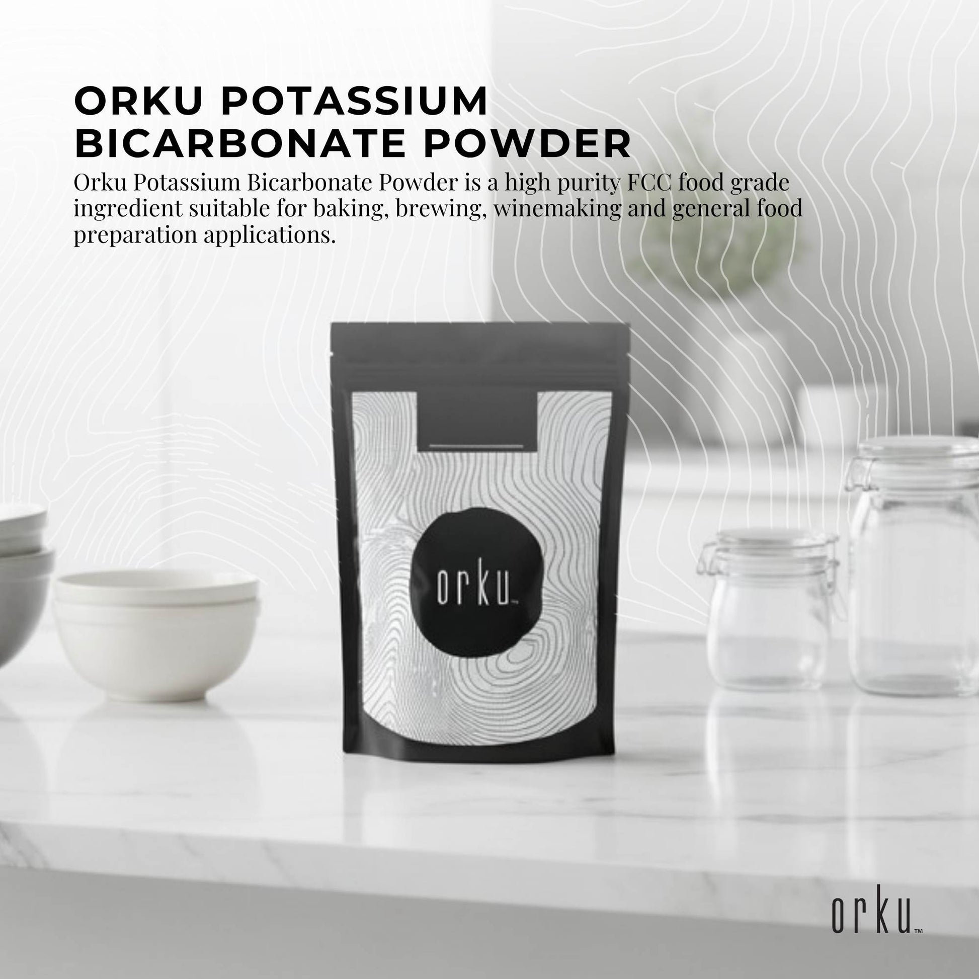 Orku Potassium Bicarbonate Powder FCC Food Grade - Baking Brewing Bulk