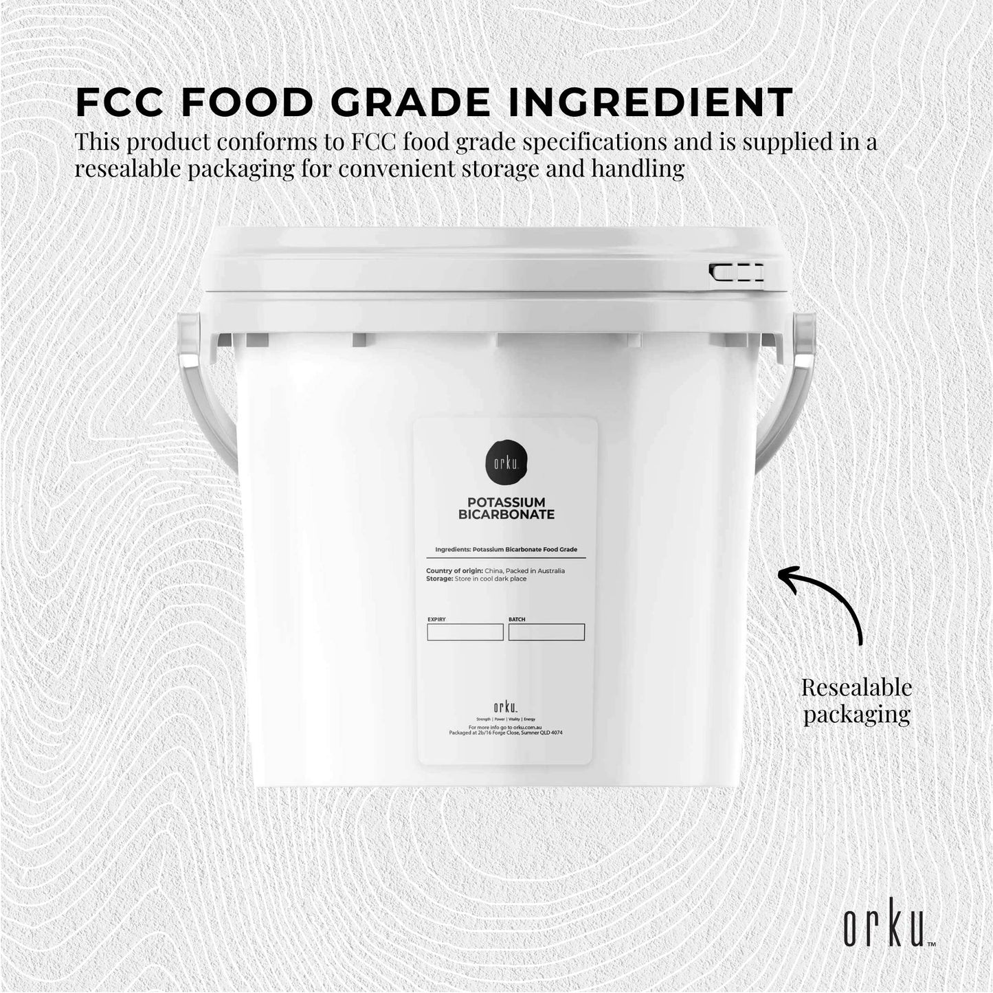 Orku Potassium Bicarbonate Powder Tubs FCC Food Grade - Baking Brewing Bulk