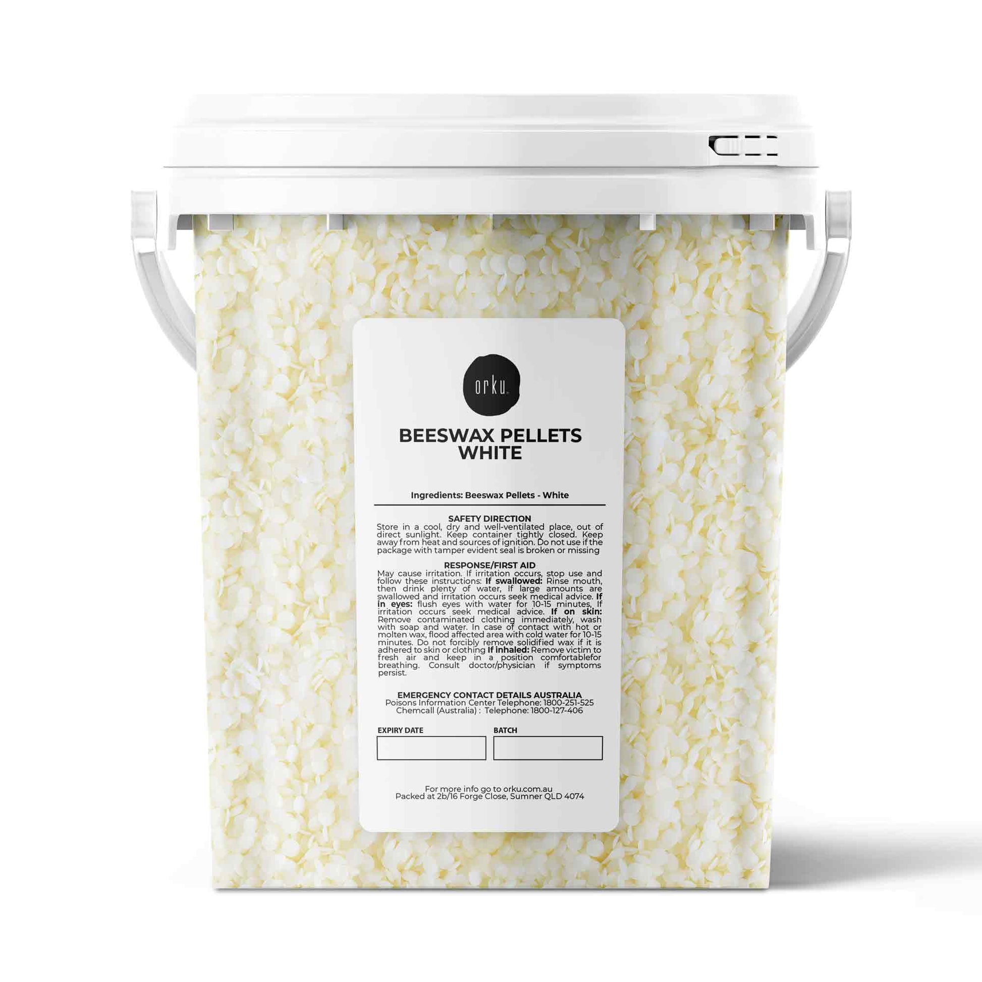 Orku Pure Beeswax Pellets White BP Grade Refined Beads - Candle Cosmetic Tubs