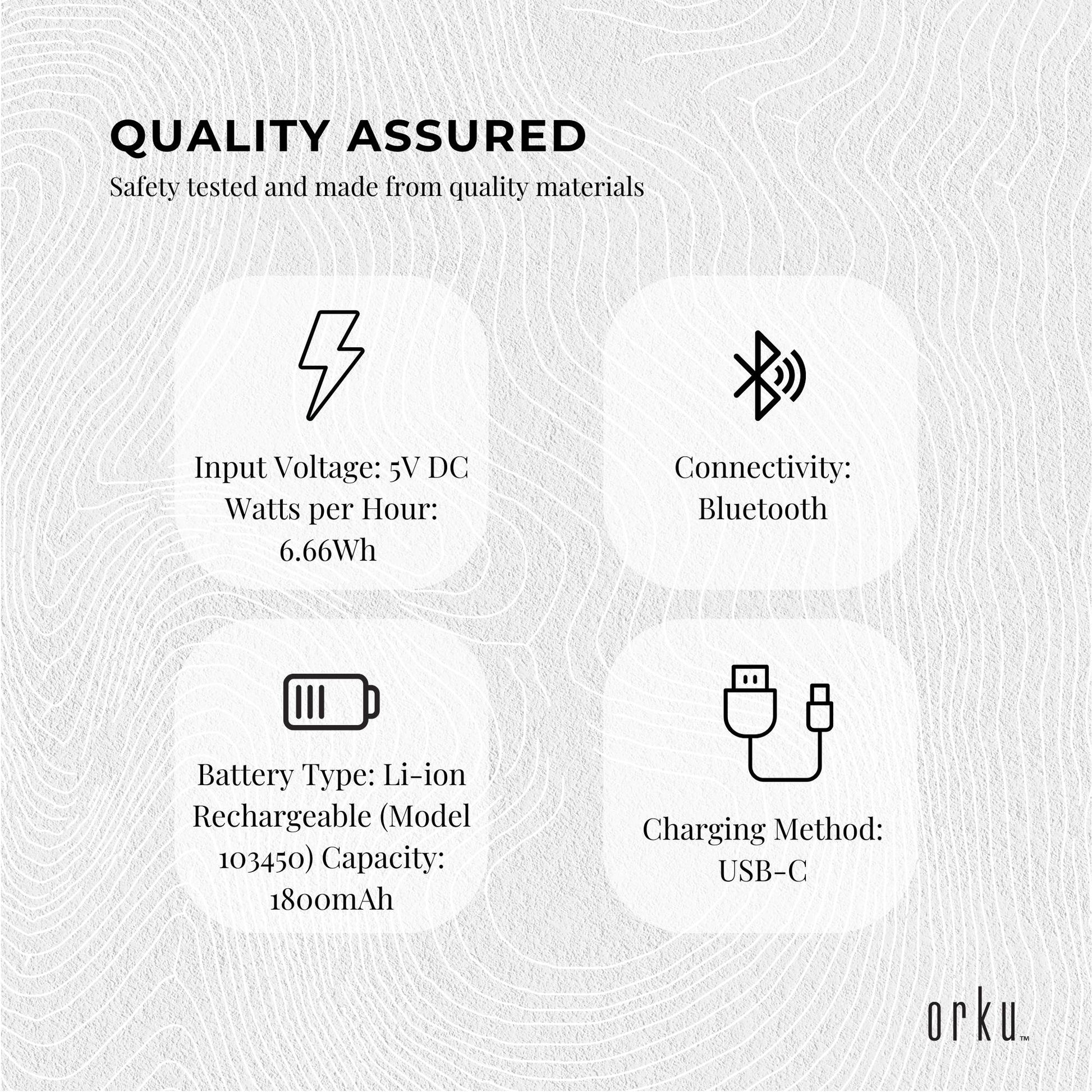 Orku Rechargeable Eye Massager - Heat Compression Vibration Bluetooth White