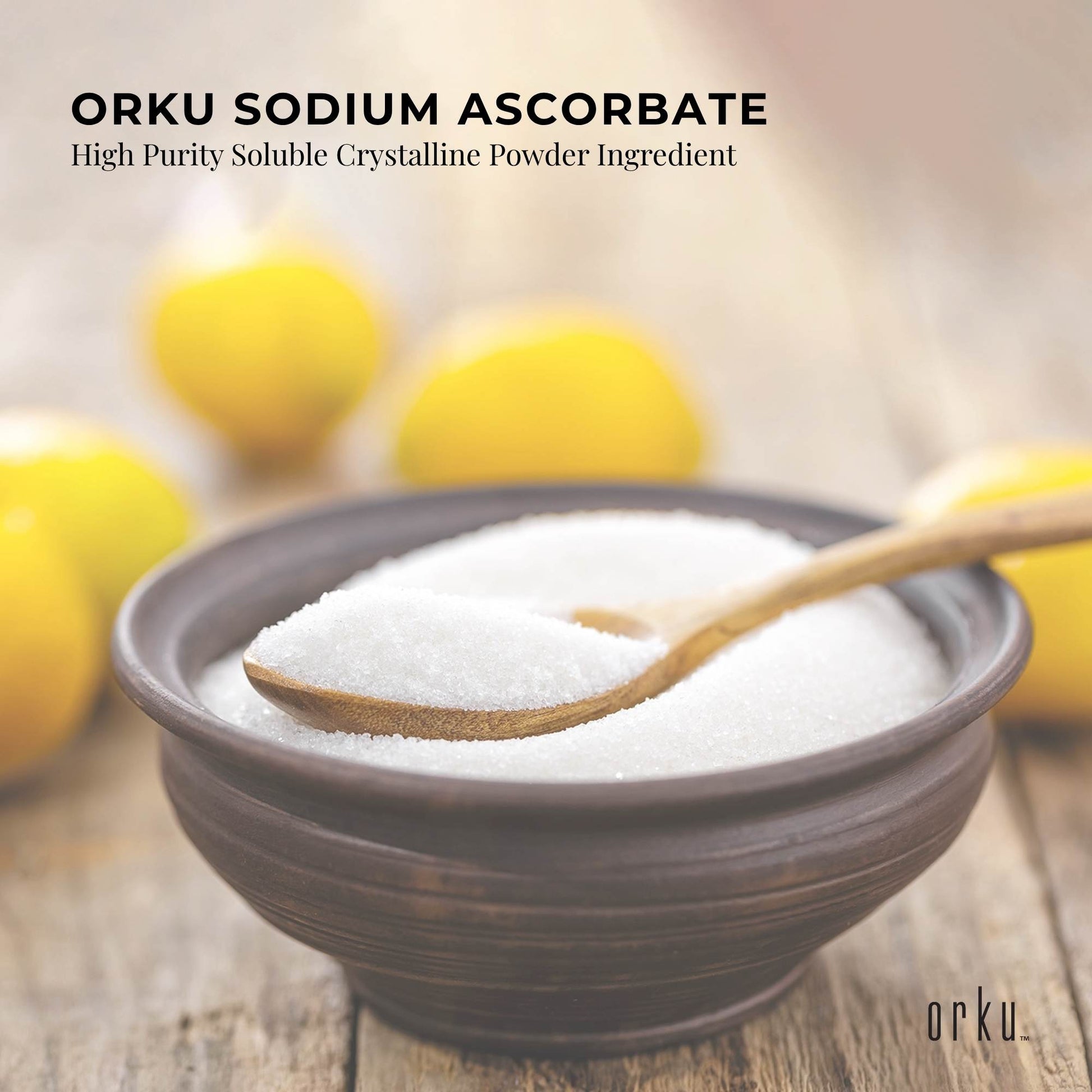 Orku 2Kg Sodium Ascorbate - High Purity Soluble Crystalline Powder Ingredient