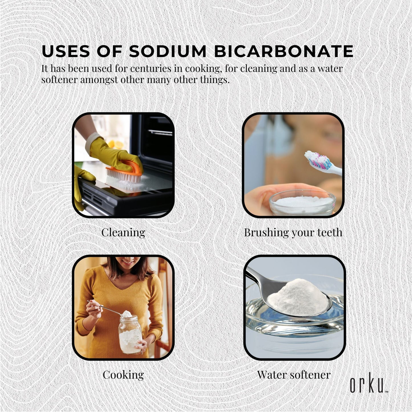 Orku Bulk 20Kg Sodium Bicarbonate Food Grade Baking Soda Aluminium Free Powder