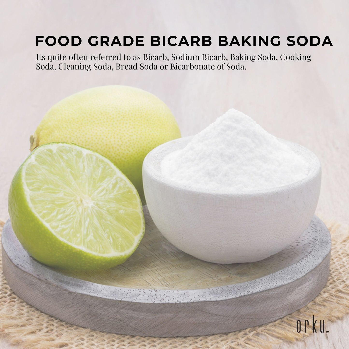 Orku Bulk 20Kg Sodium Bicarbonate Food Grade Baking Soda Aluminium Free Powder