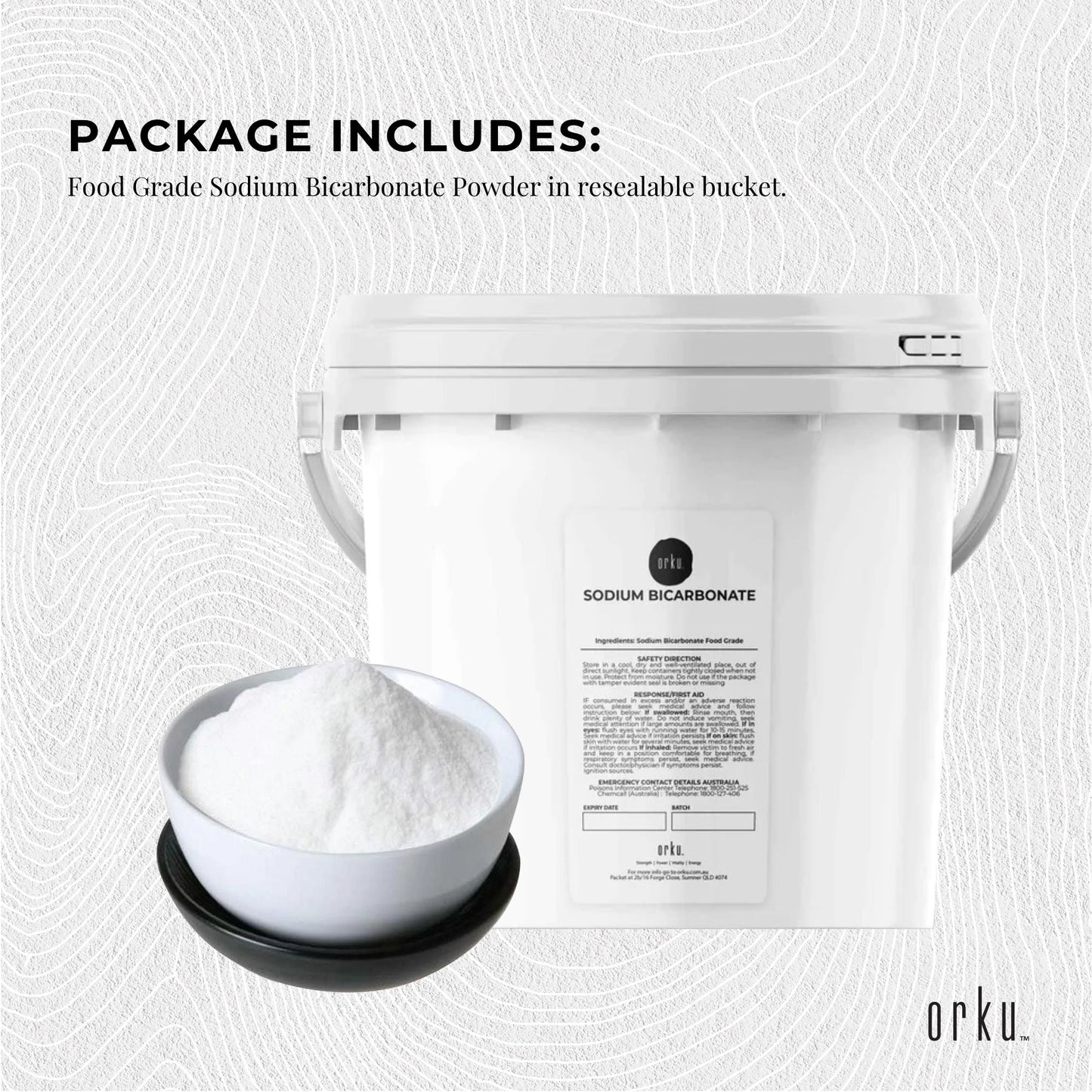 Orku Sodium Bicarbonate Food Grade Tubs - Baking Soda Aluminium Free Powder Bulk