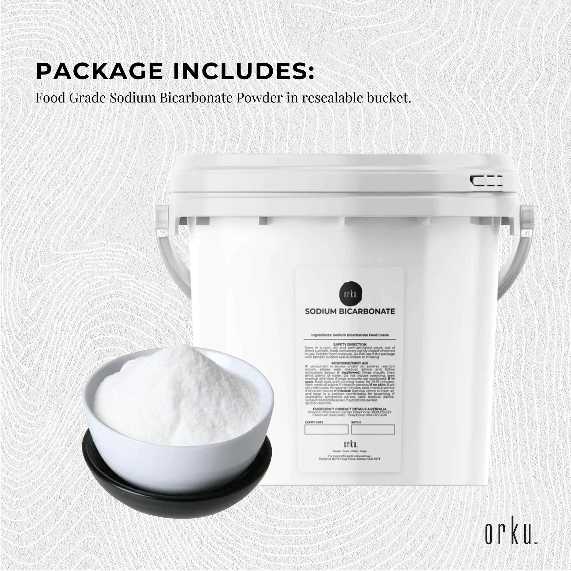 Orku Sodium Bicarbonate Food Grade Tubs - Baking Soda Aluminium Free Powder Bulk