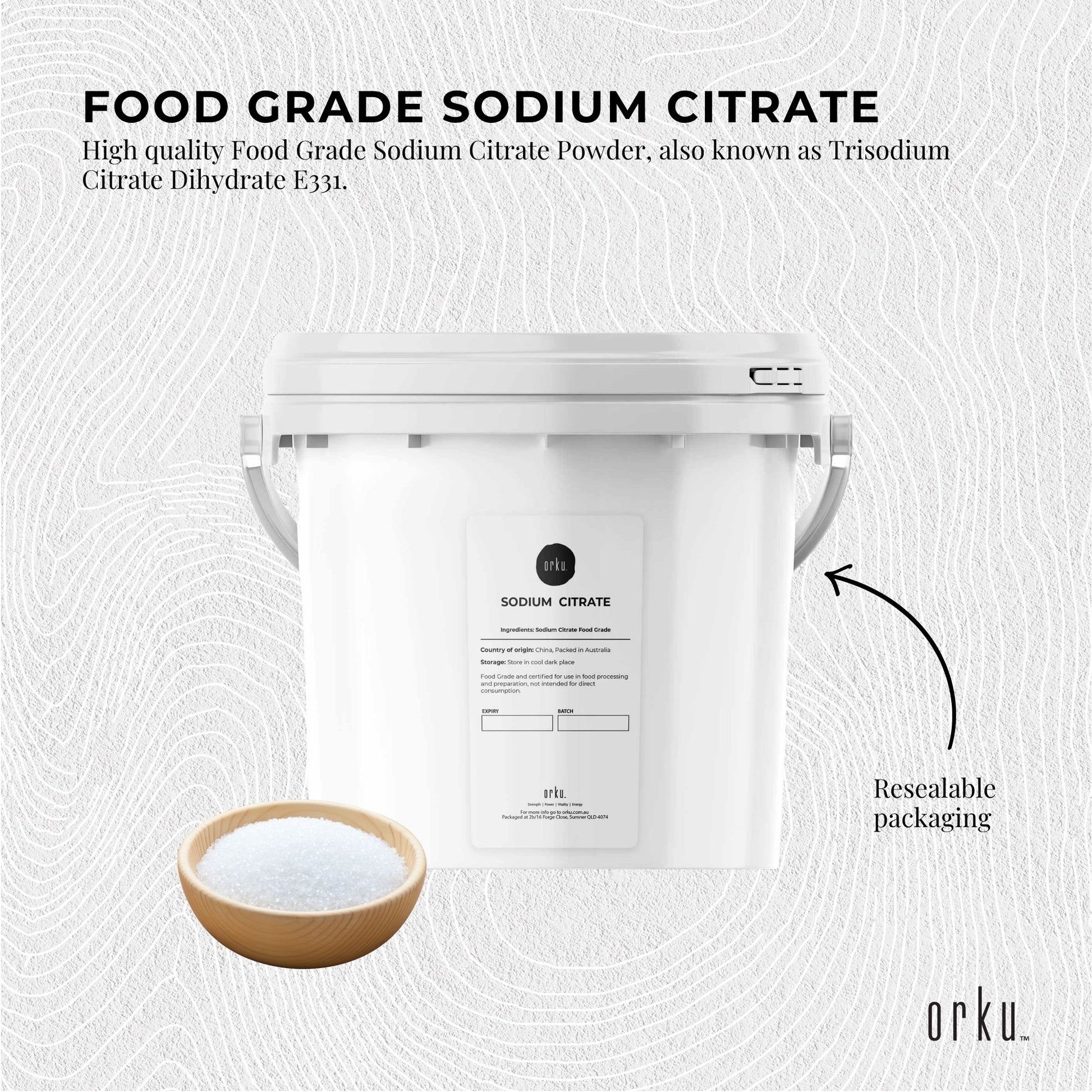 Orku Sodium Citrate Powder Food Grade Trisodium Citrate Dihydrate Tub