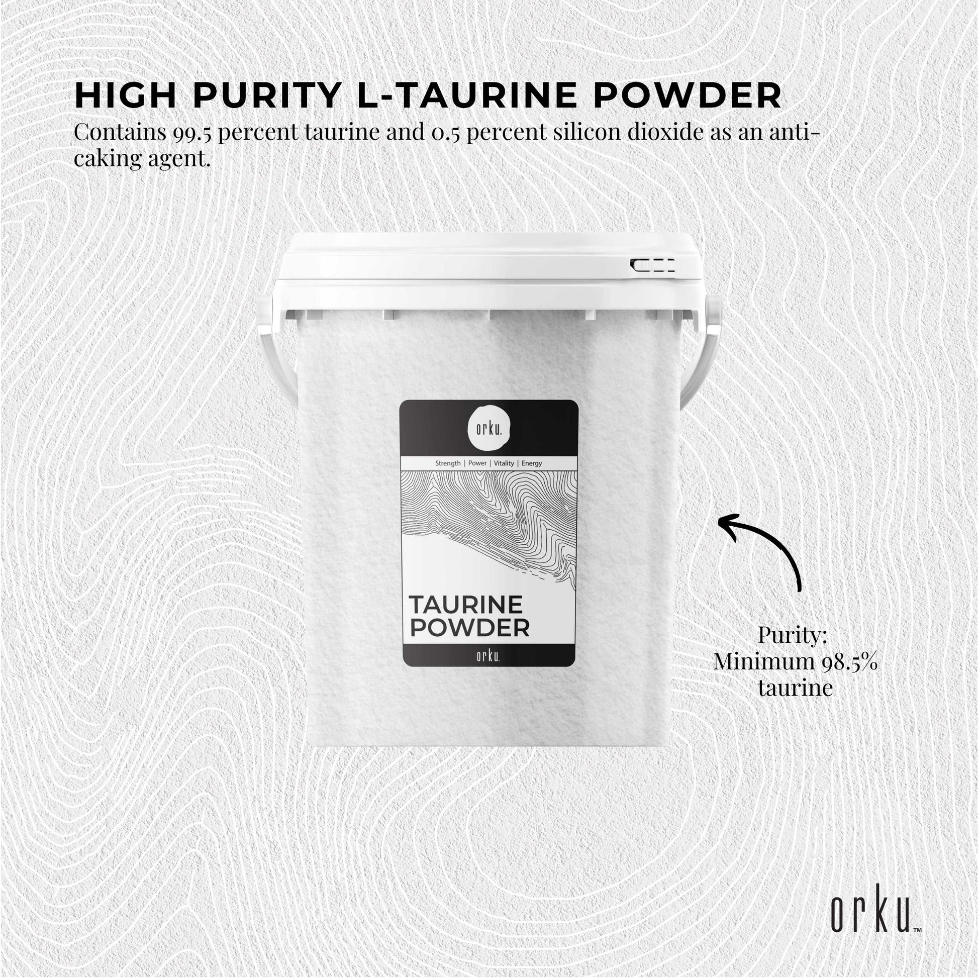 Orku Taurine Powder Tub - High Purity L-Taurine Amino Acid Ingredient Bulk