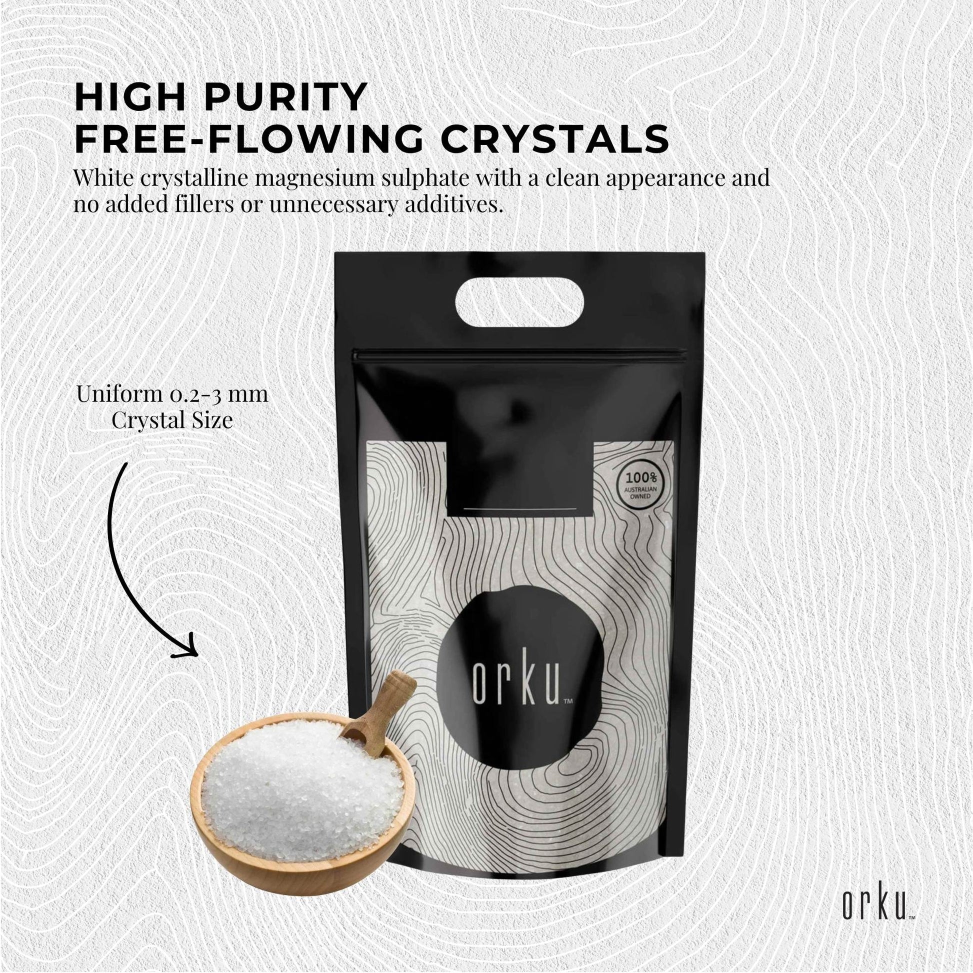 Orku USP Epsom Salt Crystals Magnesium Sulphate - Bath Soak Salts
