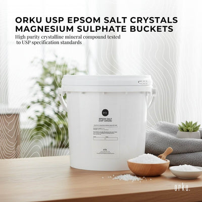 Orku USP Epsom Salt Crystals Magnesium Sulphate Buckets - Bath Soak Salts