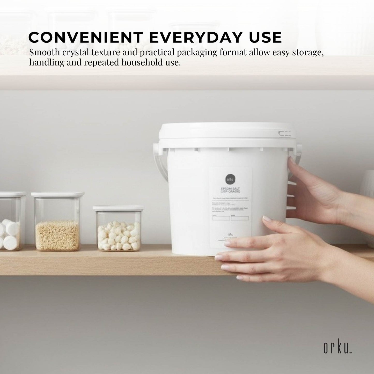 Orku USP Epsom Salt Crystals Magnesium Sulphate Buckets - Bath Soak Salts