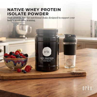 Orku Whey Protein Isolate Powder WPI 90% Unflavoured Native Jar