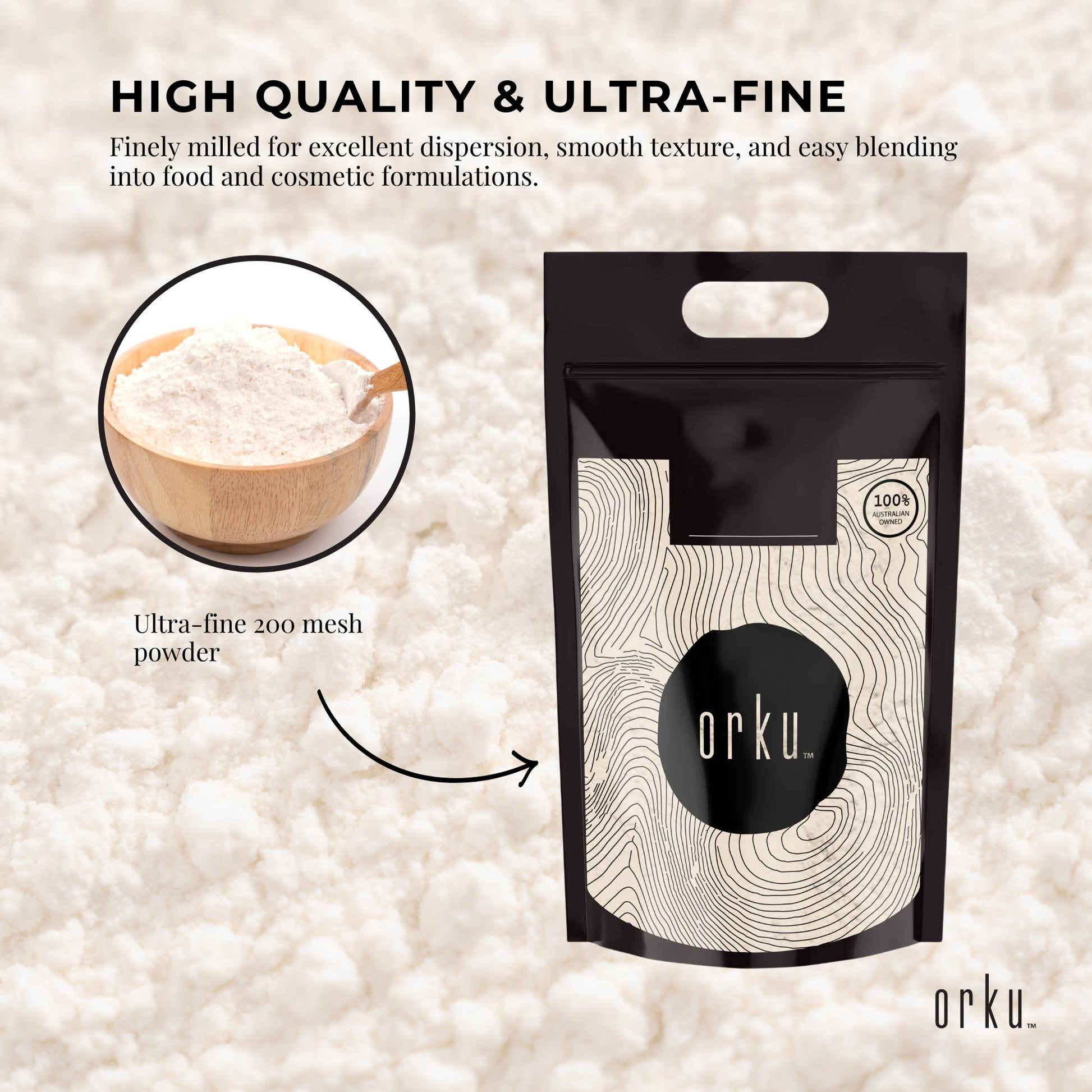 Orku Xanthan Gum Thickener Pure Fine Powder 200 Mesh FCC E415 Food Additive