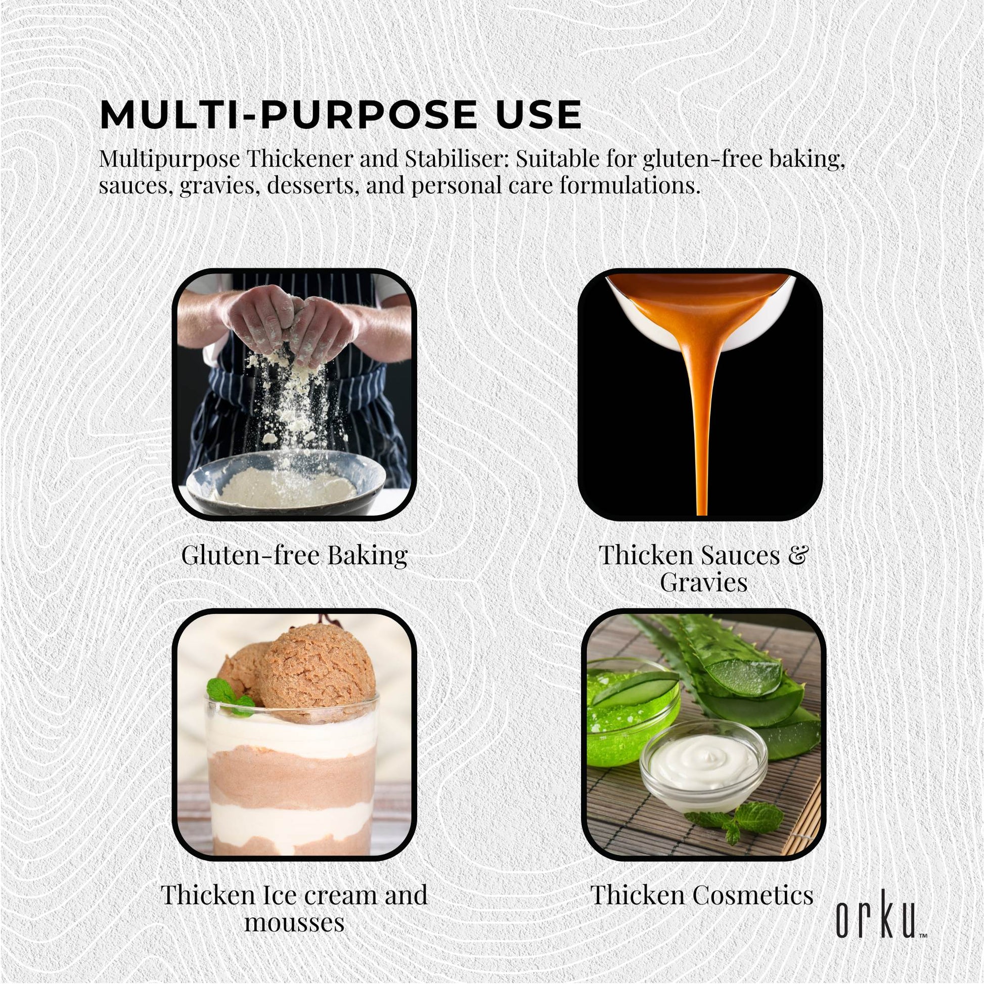Orku Xanthan Gum Thickener Pure Fine Powder 200 Mesh FCC E415 Food Additive
