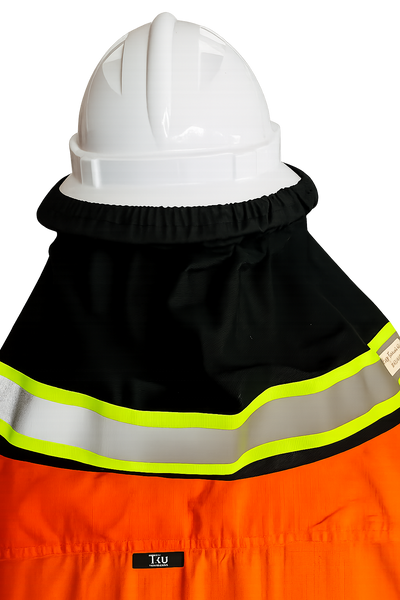 Ozzy Hardhat Shade - UPF50+ Neck Sun Protection - Hi Vis Black