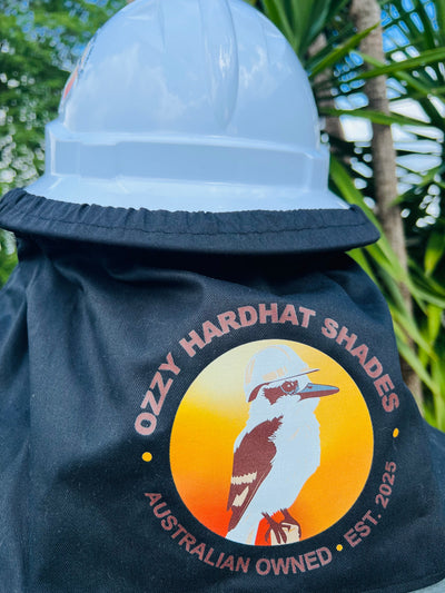 Ozzy Hardhat Shade - UPF50+ Neck Sun Protection - Kookaburra Black