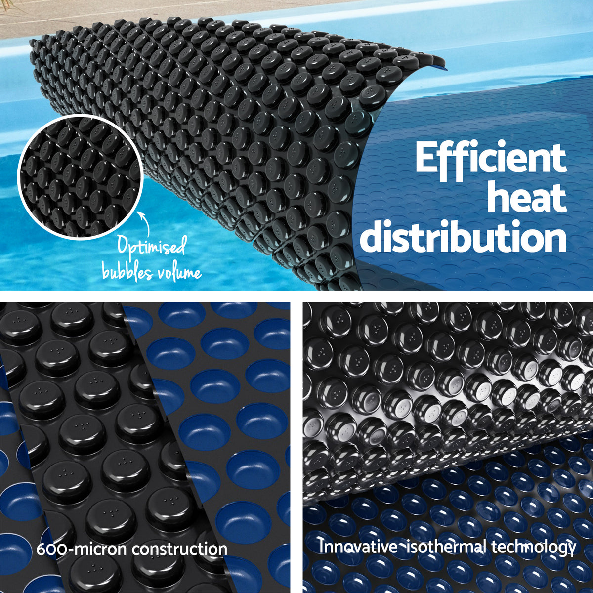 Aqua Buddy Pool Cover 600 Micron 10x4m w/ Roller 4m Swimming Pools Black Solar Blanket