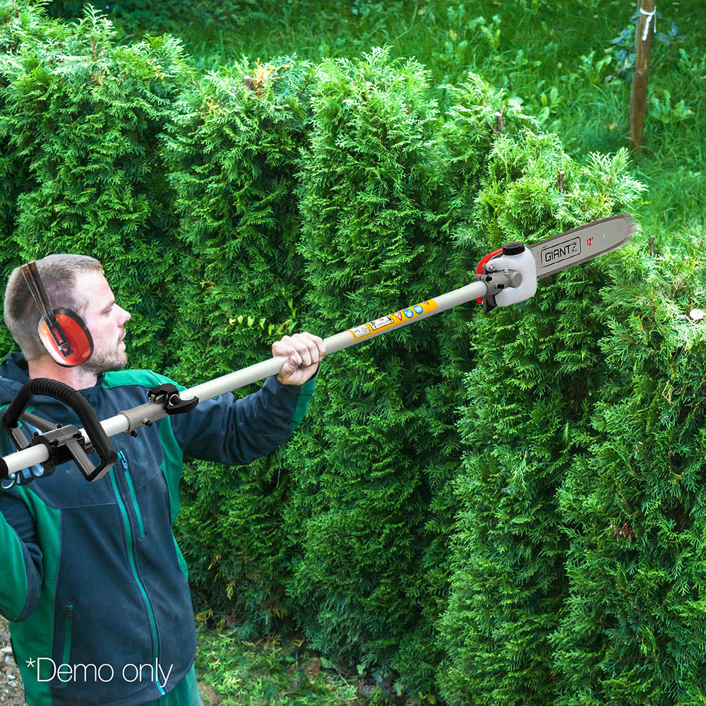 Giantz Pole Chainsaw 2 Stroke Petrol Tree Pruner Long Reach Saw 12 Inch Bar 2 In 1