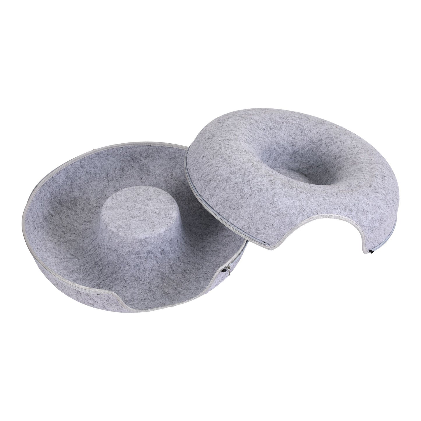 i.Pet Cat Bed with Tunnel 60x28CM Donut Felt Cave Hideaway Detachable Grey
