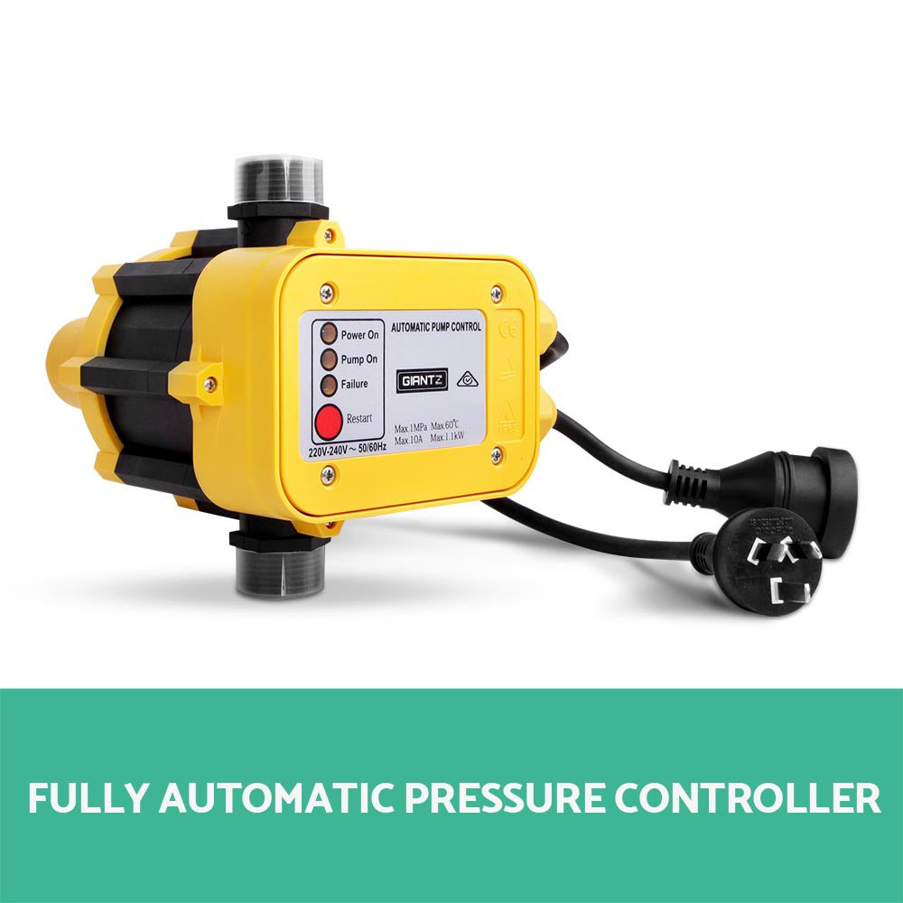 Giantz 2000W Max 4-Stage Garden Water Pump High Pressure Irrigation Booster Pump, Automatic Multi-Stage External Sprinkler Pump for Rainwater Tank Transfer, Home Farm Lawn, Yellow