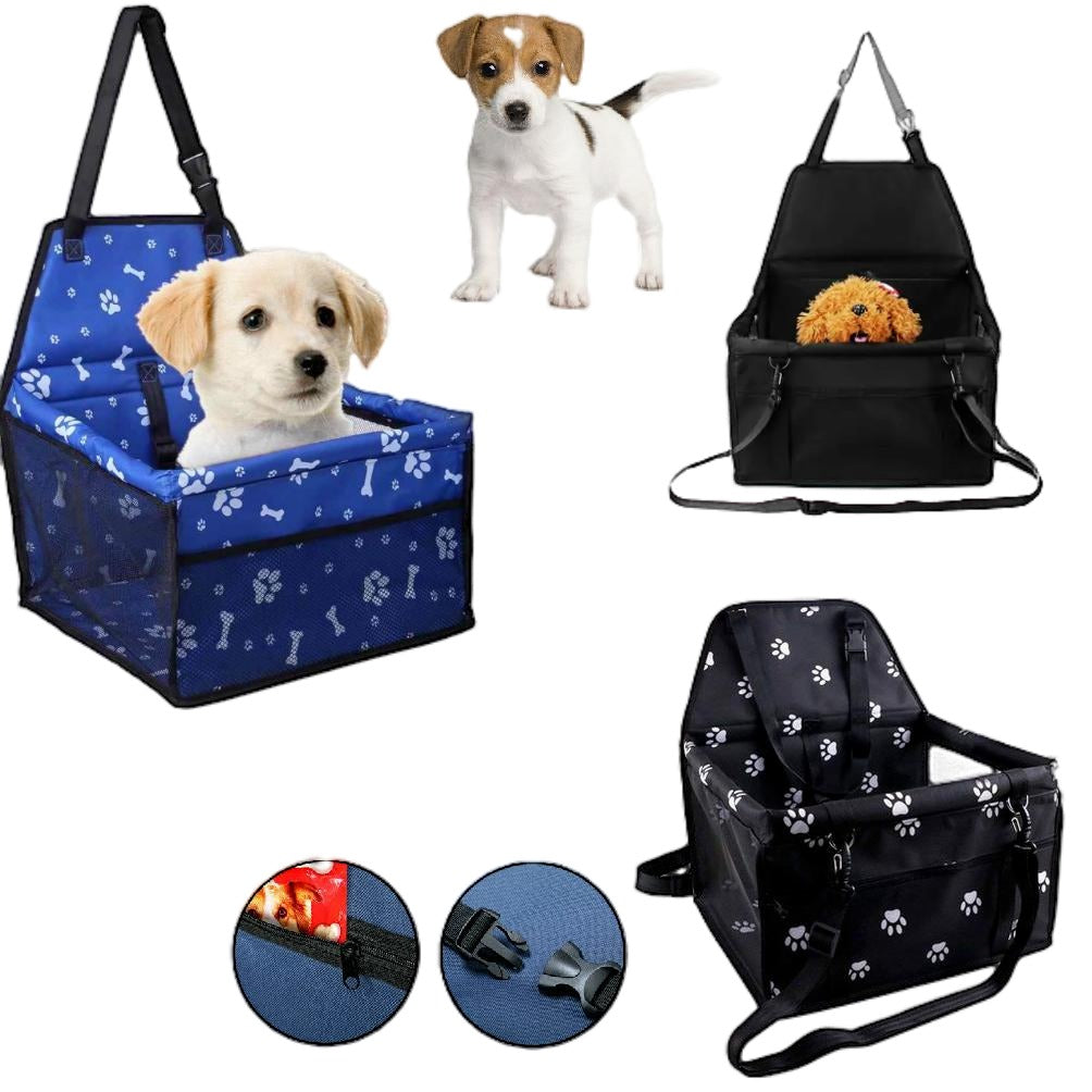Pet Car Booster - Seat Carrier Clip In Safety Box Foldable Black Blue Cat Dog