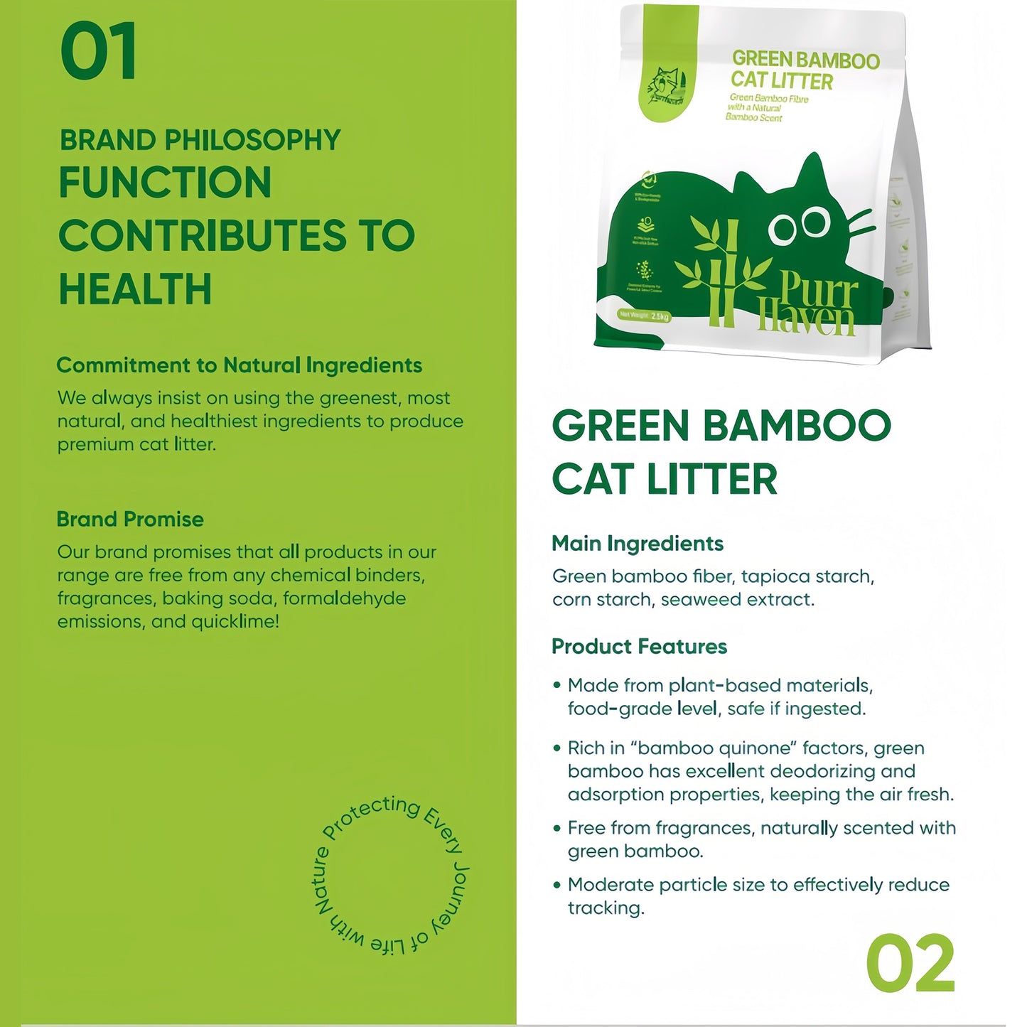 PurrHaven Bamboo Clumping Cat & Kitty Litter, 15kg (6 Pack),Dust Free,Natural Flusable,Easy to Clean,Odour Neutraliser,Rapid Liquid Absorption,Non-Toxic Formula