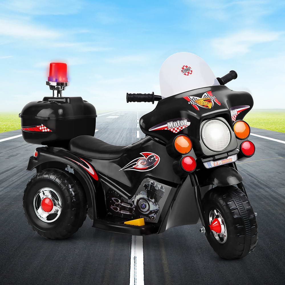 Rigo Kids Electric Ride On Police Motorcycle Motorbike 6V Battery Black