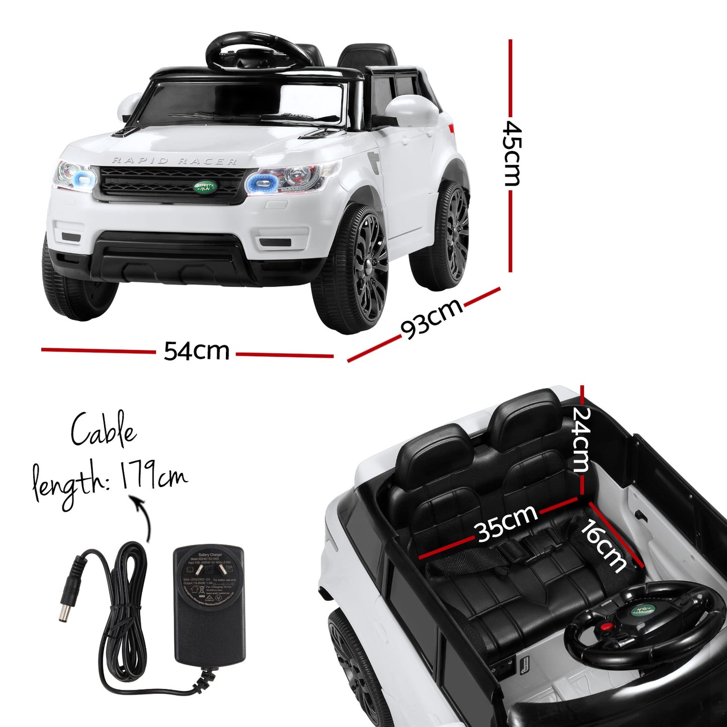 Rigo Kids Electric Ride On Car SUV Range Rover-inspired Cars Remote 12V White