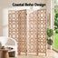 Artiss 4 Panel Room Divider Folding Privacy Screen Wooden Partition Geometric Freestanding Separator Natural 170cm