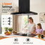 Devanti 90cm Island Rangehood Ceiling-Mounted 3-Speed Touch Control LED Black