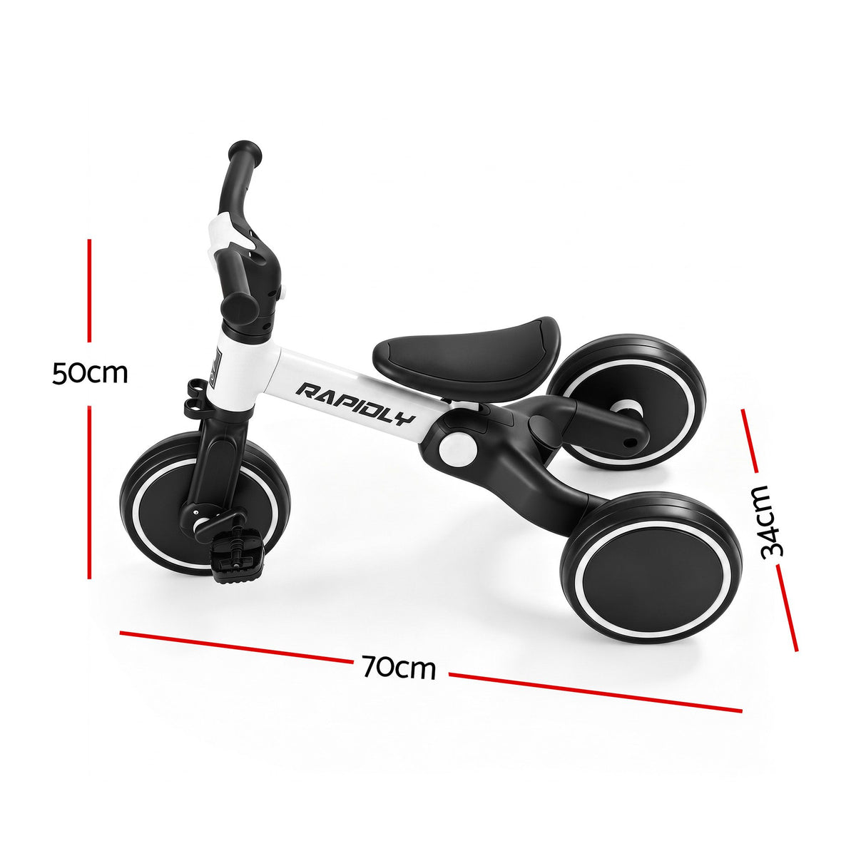RIGO Tricycle Bike, Kids Bike with 3 wheels, Carbon Steel 70cm White