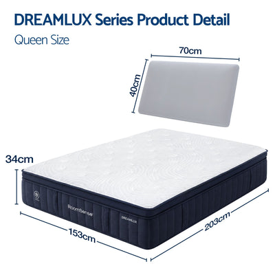 RoomSense Queen 34cm Gel Cooling Tencel Mattress Bundle with 2 Pillows