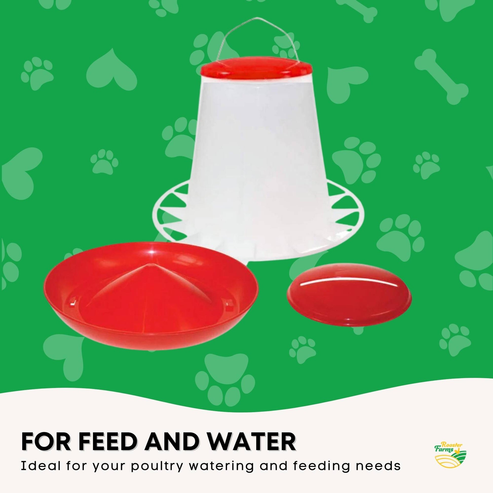Rooster Farms 3Kg Automatic Chicken Feeder - Poultry Hen Feeding Seed Bucket
