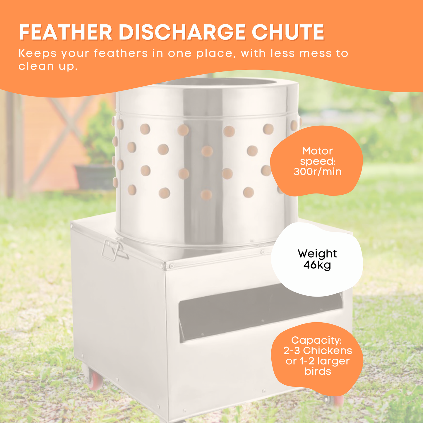 Rooster Farms 50cm Chicken Feather Plucker Machine Electric Poultry Defeathering