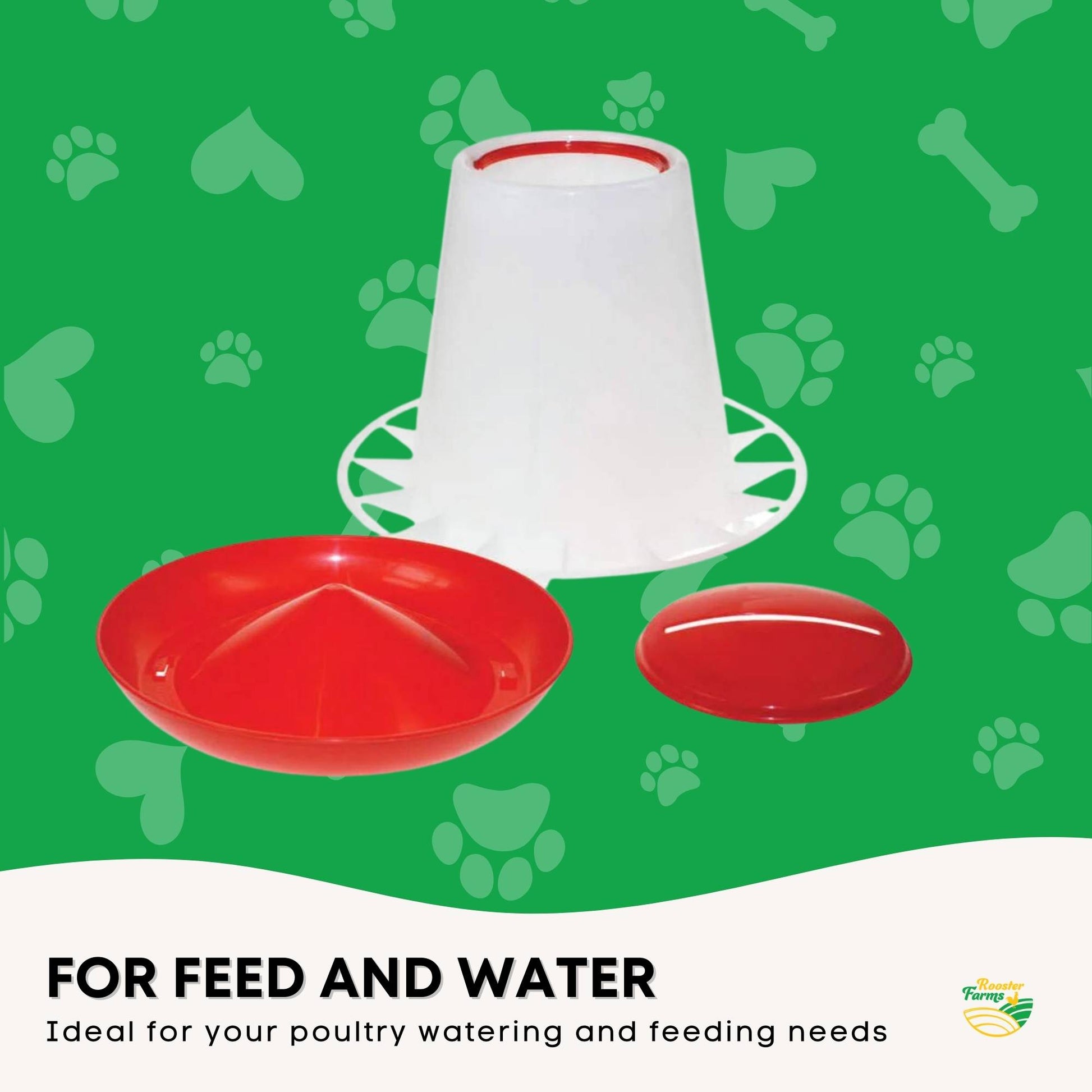 Rooster Farms 9Kg Automatic Chicken Feeder - Poultry Hen Feeding Seed Bucket