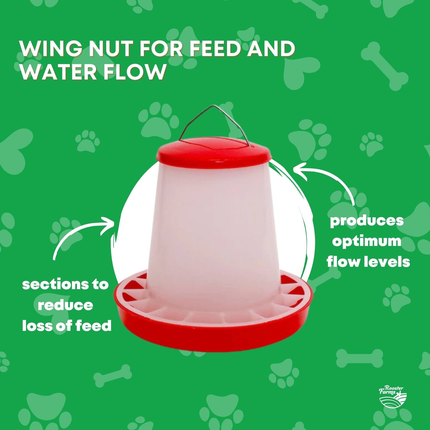 Rooster Farms 9Kg Automatic Chicken Feeder - Poultry Hen Feeding Seed Bucket