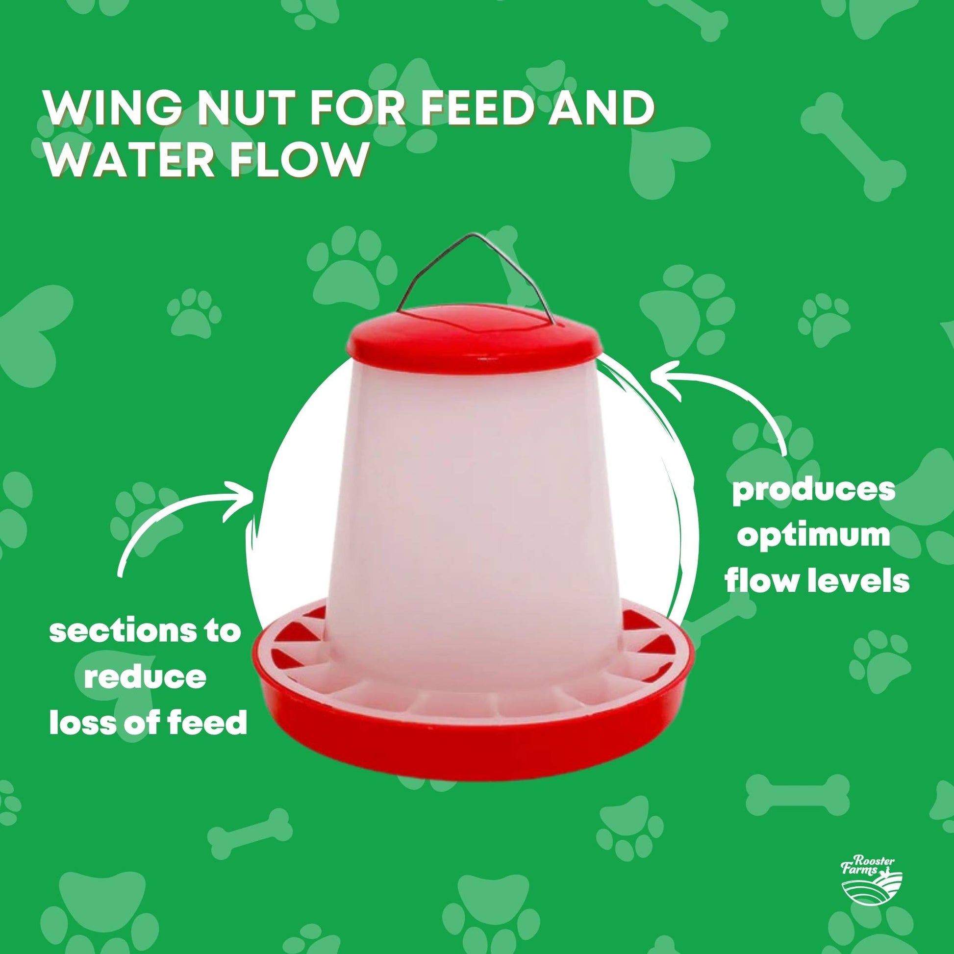 Rooster Farms 9Kg Automatic Chicken Feeder - Poultry Hen Feeding Seed Bucket