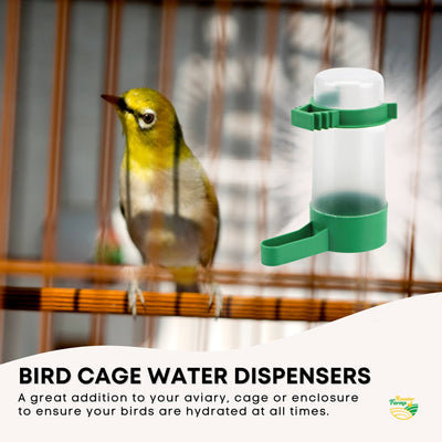 Rooster Farms Bird Cage Water Dispenser Drinker for Pet Parrot Budgie Aviary